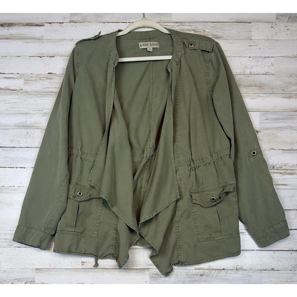 Knox Rose Women’s Medium Army Green Lyocell Utility Jacket Lightweight Cargo